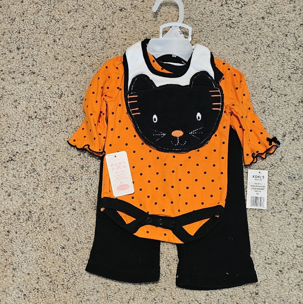 Bon Bebe Orange and Black Polka Dot Baby Outfit